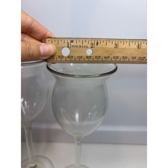 David Gruenig Hand Blown Wine/champagne CLEAR Glasses 1980 Signed 9” - Picture 3 of 7